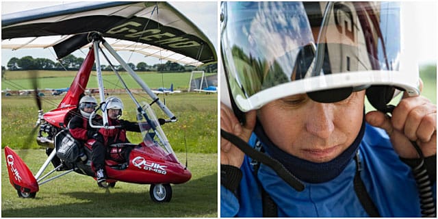 microlight pilot preparing to take off