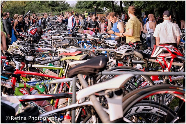 Bucklers Hard New Forest Triathlon 2012 Changeover Area - Wide View of Bikes