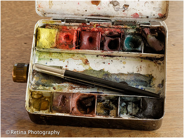 Close Up of Artists Paints in Tin