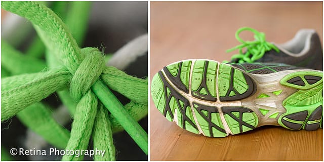 Close Up of Running Shoe and Macro Shot of Shoe Laces