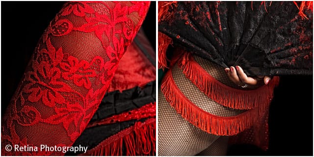 Burlesque Performer Fan And Lace Detail