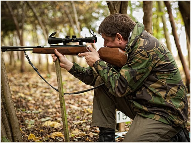 Kneeling Hunter Field Target Shooter