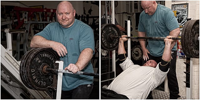 Power Lifter Assisting During Training Session