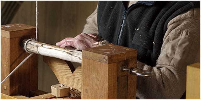 Woodsman Operating Home Made Pole Lathe