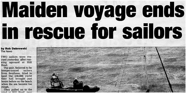 Local Paper Clipping Of Maiden Voyage Rnli Sea Rescue