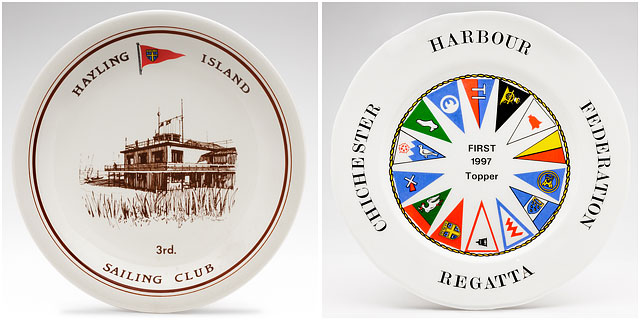 Hayling Island and Chichester Harbour Federation Sailing Club Regatta Winner and Third Place Souvenir China Plates