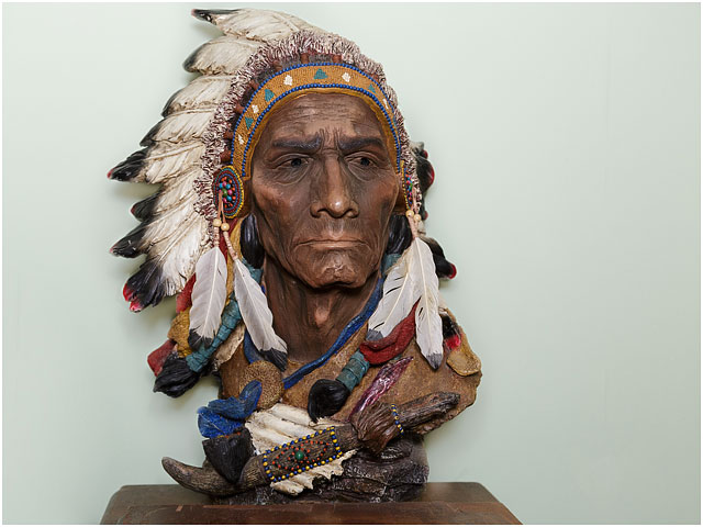 Head And Shoulders Figure Of American Indian With Feathers