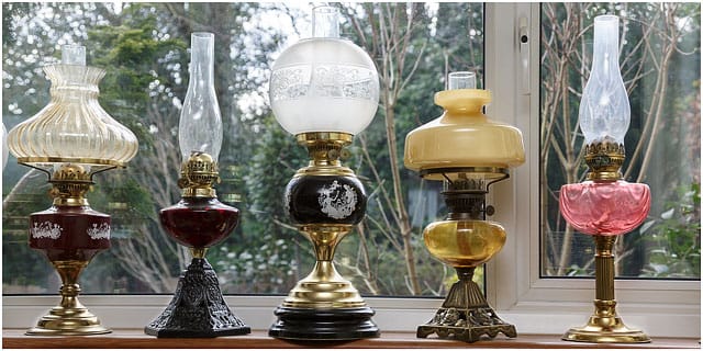 Ornate Collectable Antique Brass And Glass Lamps