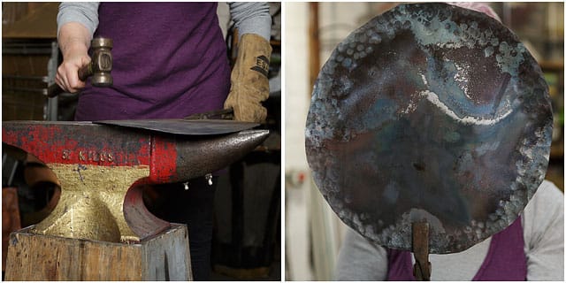 Student At Work In Blacksmiths Workshop