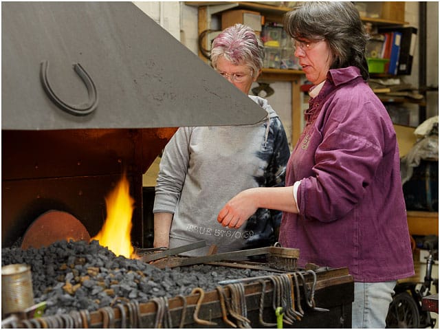 Taster day at little duck forge blacksmiths Student And Teacher At Little Duck Forge Open Day Session