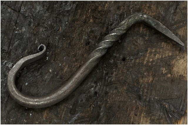 Typical metal hook as a first project at little duck forge taster day Little Duck Forge Taster Day First Project Hook