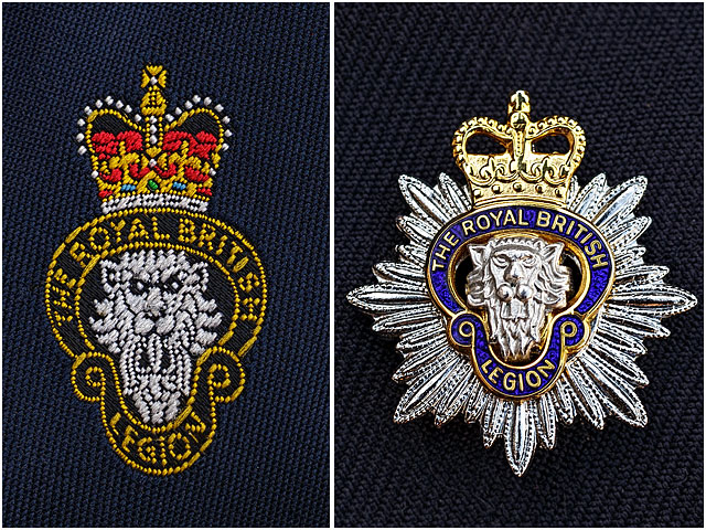 Royal British Legion Metal And Stitched Badges Or Ensignia On Brass Band Uniform