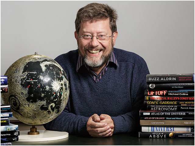Portrait Hampshire Astronomical Group Male Astronomer Moon Globe Books Smiling Glasses Beard 
