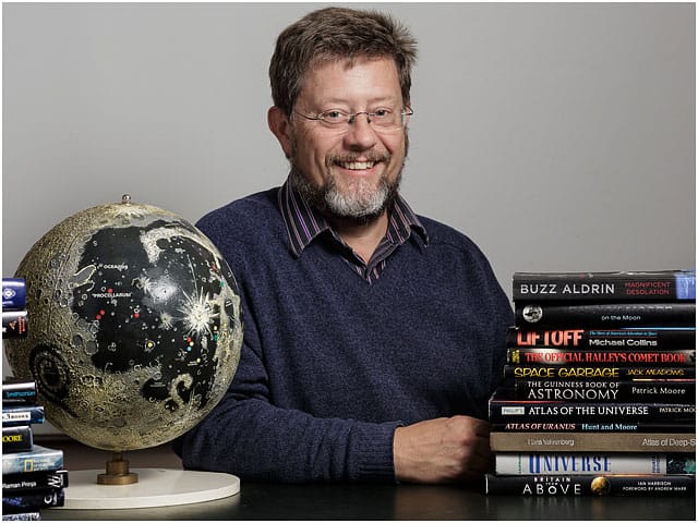 Portrait Hampshire Astronomical Group Male Astronomer Moon Globe Books Smiling Glasses Beard 