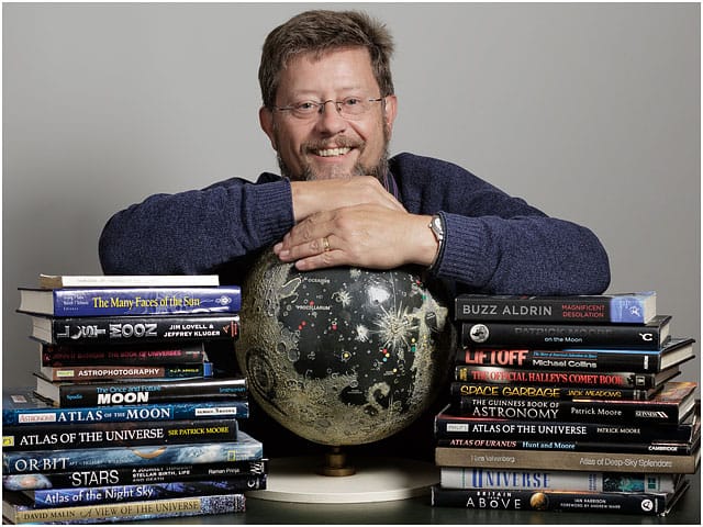 Portrait Hampshire Astronomical Group Male Astronomer Moon Globe Books Smiling Glasses