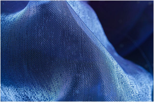 Close Up Of Sheer Blue Organza Fabric 