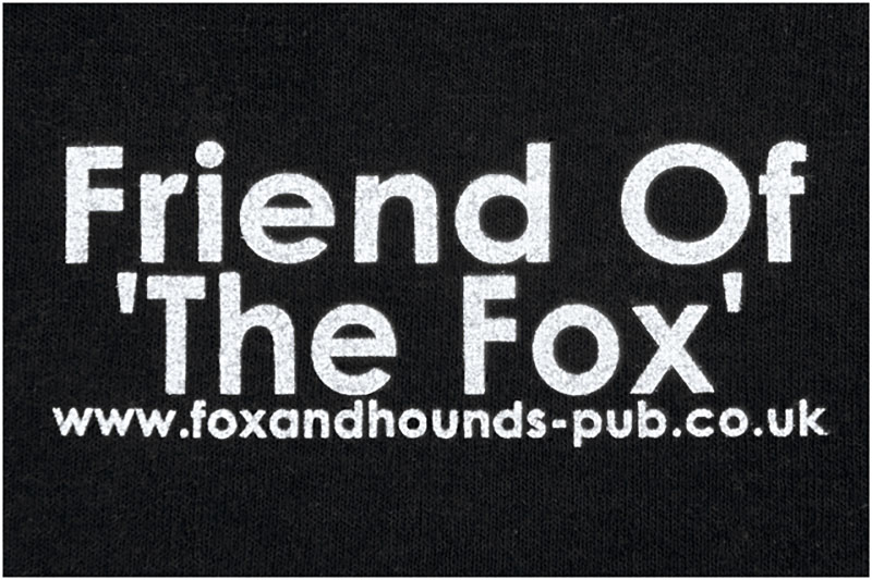 Friend of the Fox and Hounds Denmead Public House T-shirt text 