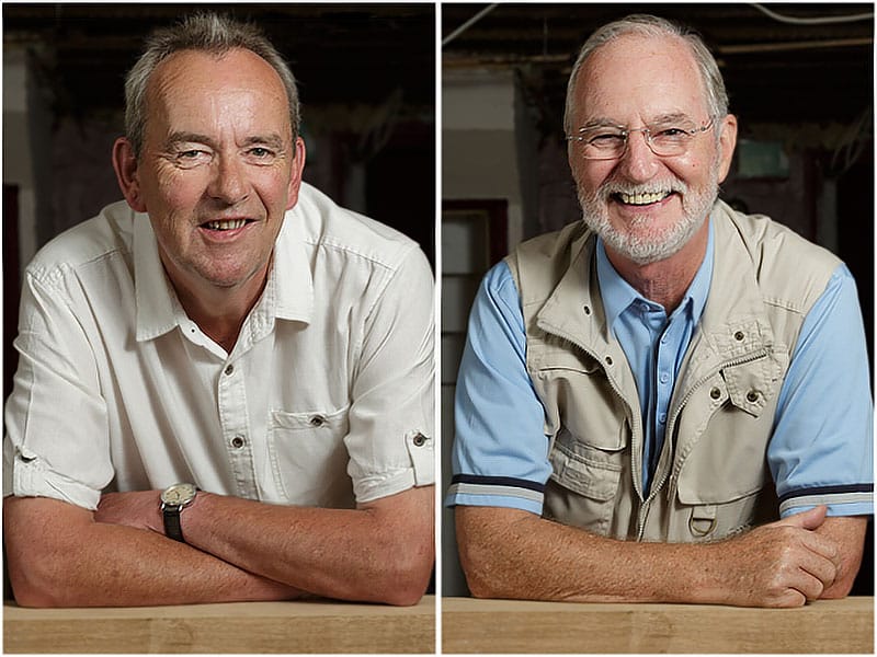 Portraits of Jon Pocock and Nick Jardine Denmead Fox and Hounds Public House Co-operative 