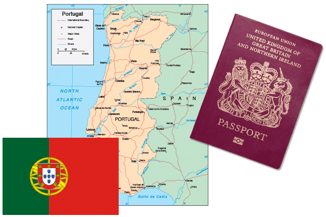 Map Portugal National Flag UK Passport 