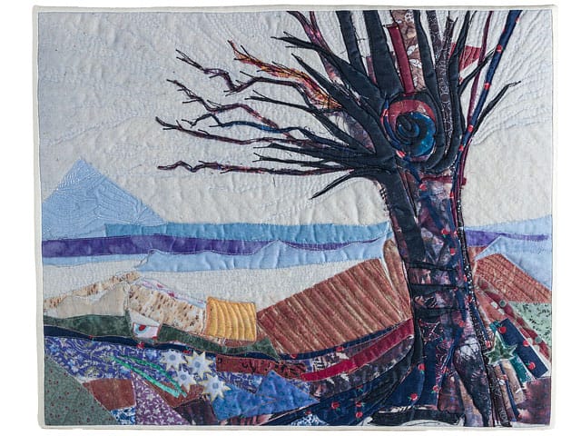 Quilted Textile Picture Abstract Black Tree 