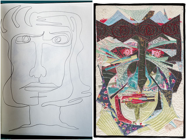 Sketch And Quilted Textile Portrait Called Vivat Rex 