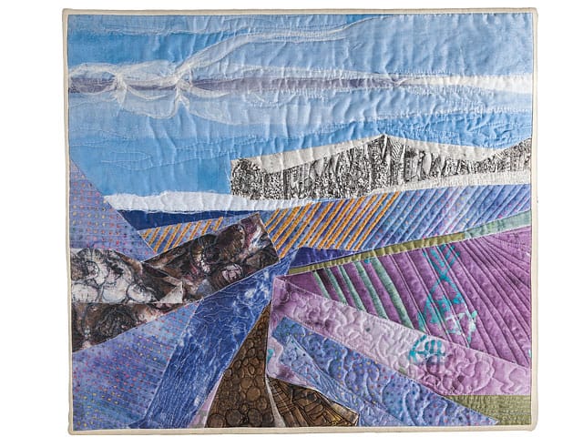 Quilted Textile Landscape Picture Called White Cliffs 