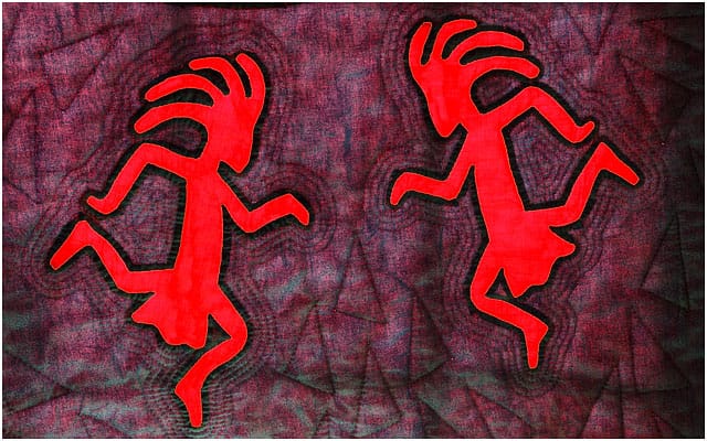 Backlit Quilted Kokopelli Figures 