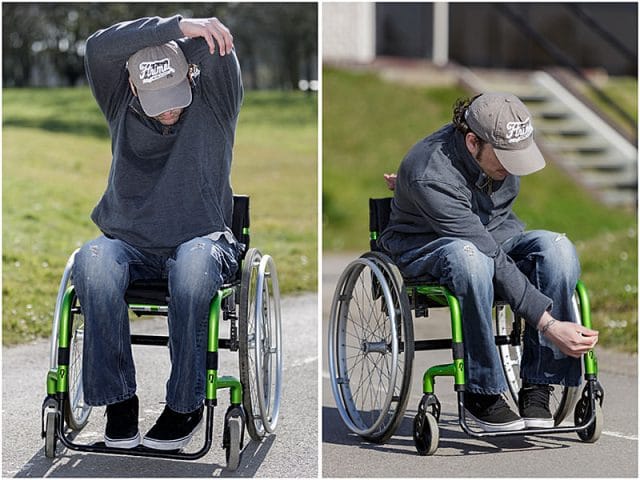 Warming up for the 24 hour wheelchair push at Lakeside Portsmouth 