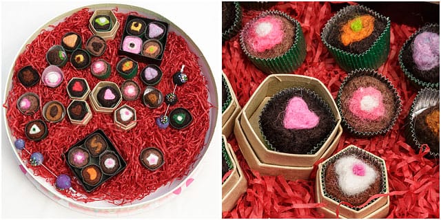 Imitation Sweets Presentation Box Red Shredded Paper Felt 