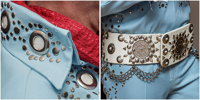 Fox Hounds Denmead Public House Elvis Tribute Singer Blue Las Vegas Suit Belt Studs 