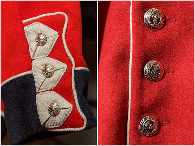 1830-1840 Infantrymans Uniform Detail Buttons Red Sleeve Standard Line Cuff