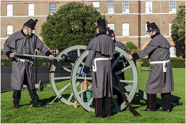 Three pounder cannon firing at 2014 remembrance day service -02 Priming Three Pounder Cannon For Firing at 2014 Remembrance Day Service