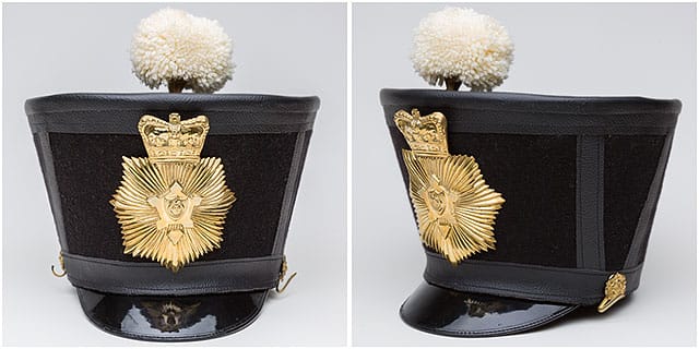 1860s Fort Cumberland Guard Bell Topped Shako Hat 1860s Fort Cumberland Guard Bell Topped Shako Hat Badge Plume