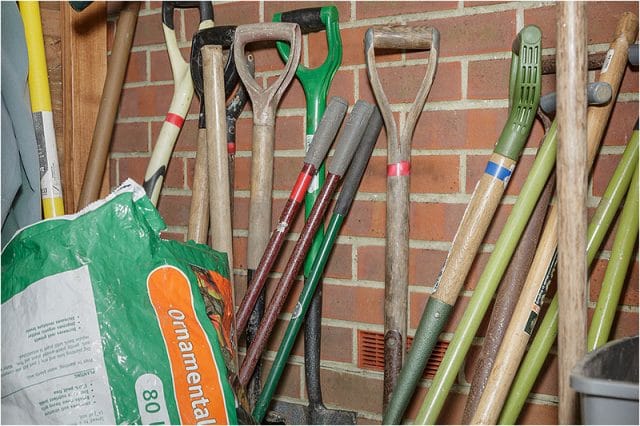 Stack of gardening tools