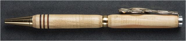 Lathe turned wooden pen body 