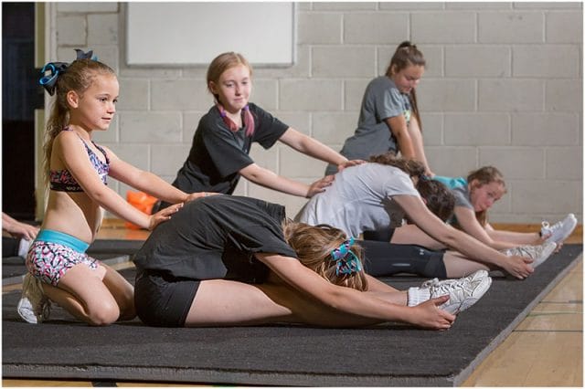 warriors cheerleaders cooling down stretch 