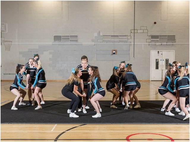 stunting with portsmouth warriors cheerleaders 