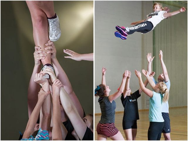 supporting hands during training 