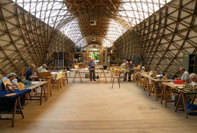 Basic woodcarving tuition at the Weald & Downland Open Air Museum near Chichester 