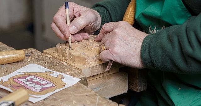 marking up a carving 