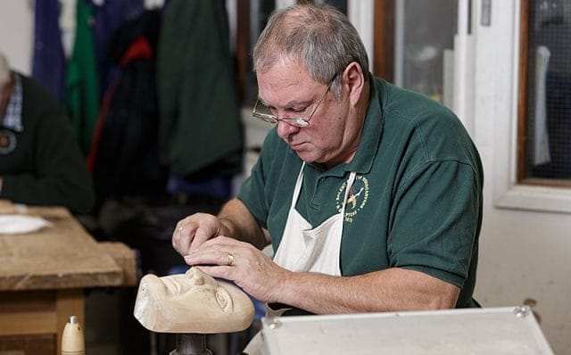 George Palmer chairman of the solent guild of woodcarvers and sculptors 