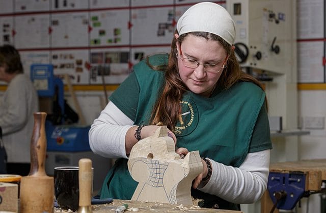 ros palmer with current work in progress carving 