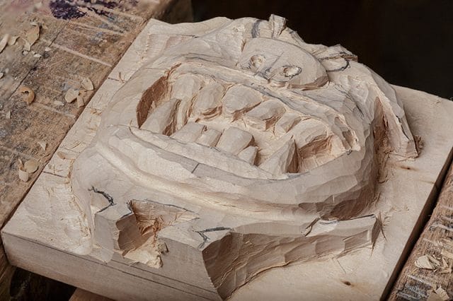 Carving to represent dental hygiene at Portsmouth Grammar School 