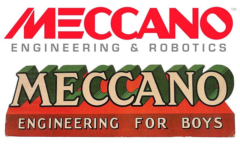 Early Meccano Logotype and modern equivalent