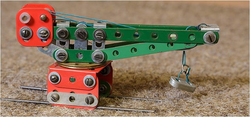 Small scale Meccano model crane