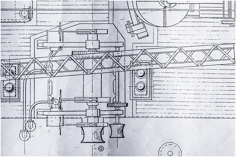 Close up of floating barge drawing