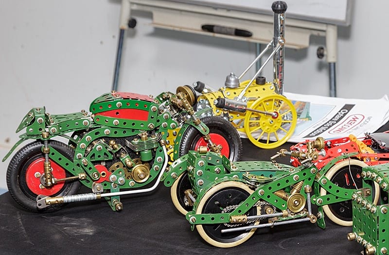 Two model Meccano motorbikes by Bob Palmer 