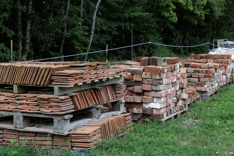 stack of bricks and tiles made at bursledon brickworks museum