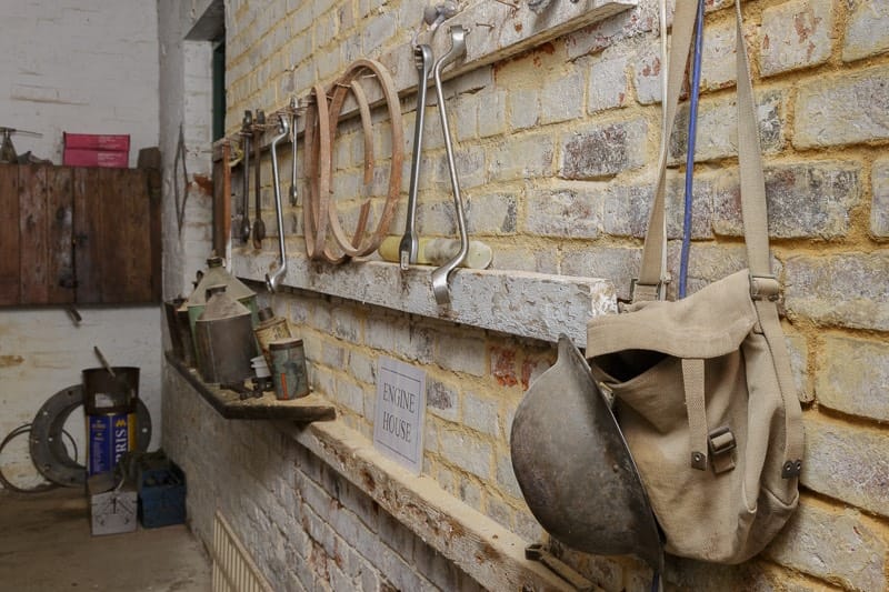 Brickworks engine house tools and period oil cans.