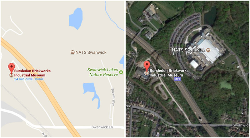 Google map NATS and bursledon brickworks museum map